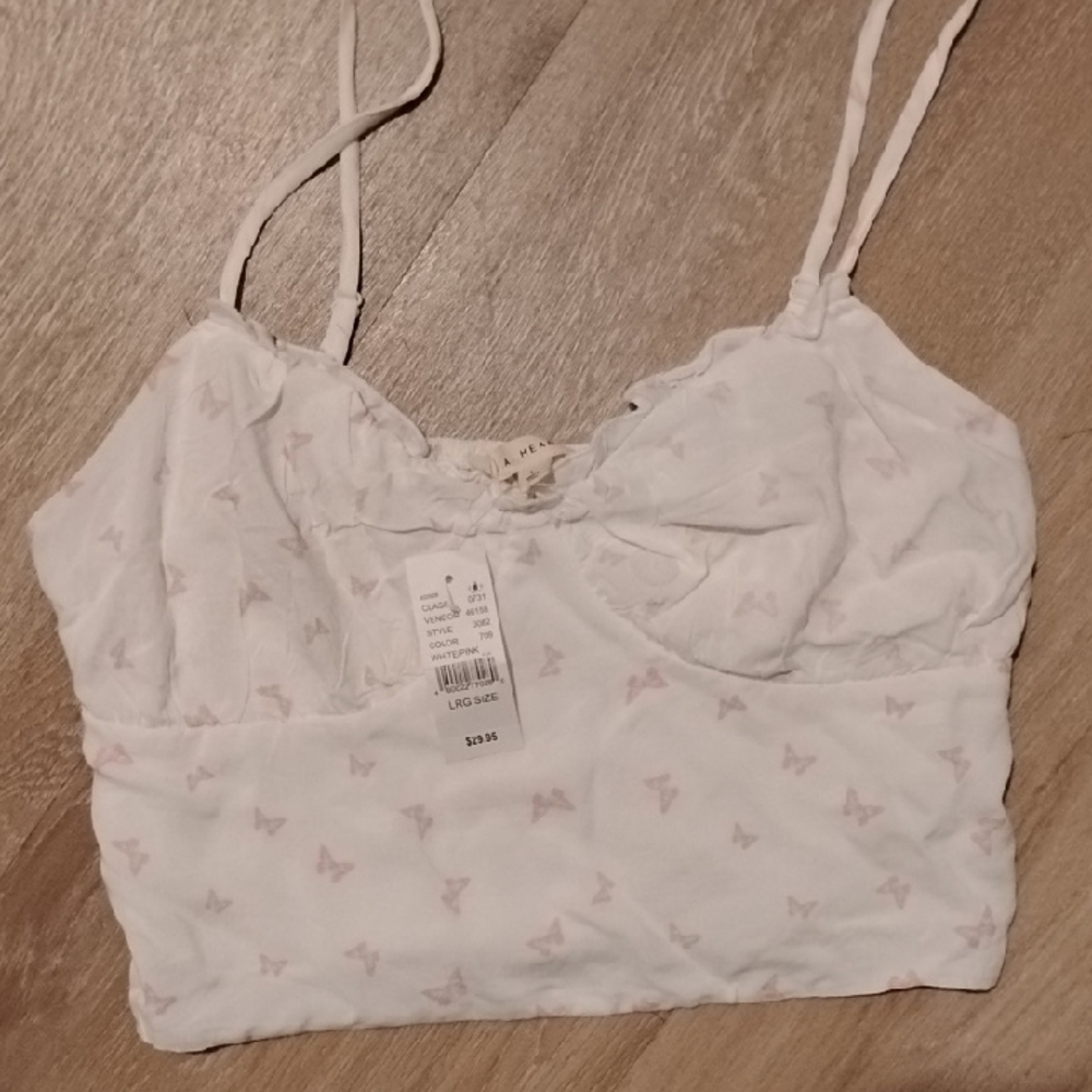 La Hearts White and Pink Crop Top